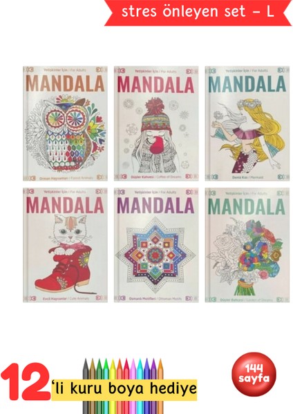 Yetişkinler Için Mandala Boyama Kitabı Büyükler Için Mandala Terapi Seti - L