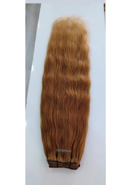8 Parça 200 gr 65-70 cm Gerçek Saç Çıtçıt Bakır Renk