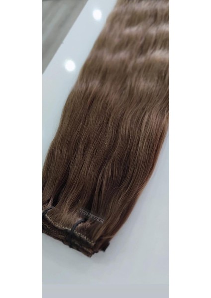 8 Parça 150 gr 65 cm Gerçek Saç Çıtçıt Dip Kumral Alt Küllü Kumral Renk modelleri