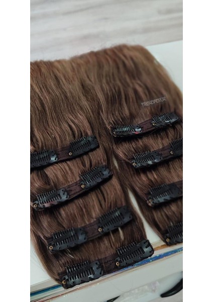 8 Parça 150 gr 65 cm Gerçek Saç Çıtçıt Dip Kumral Alt Küllü Kumral Renk indirimleri