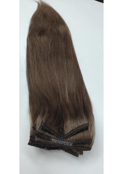8 Parça 200 gr. 65-70CM Gerçek Saç Çıtçıt Küllü Kumral Renk fırsatları