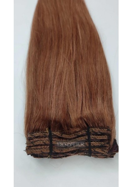 8 Parça 150 gr 65 cm Gerçek Saç Çıtçıt Açık Kumral Renk