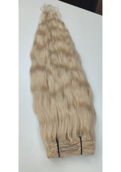 8 Parça 170 gr 65-70 cm Gerçek Saç Çıtçıt Platin Renk modelleri