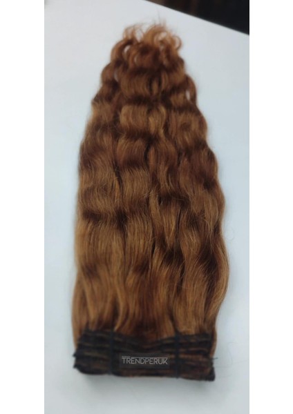 8 Parça 200 gr 65-70 cm Gerçek Saç Çıtçıt Kumral Renk