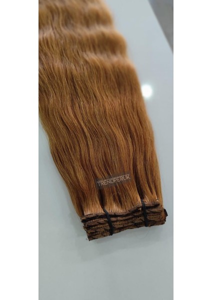 8 Parça 150 gr 65 cm Gerçek Saç Çıtçıt Bakır Renk