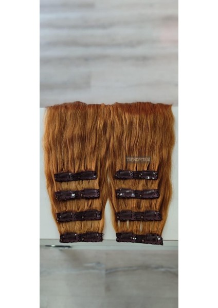 8 Parça 150 gr 65 cm Gerçek Saç Çıtçıt Bakır Renk