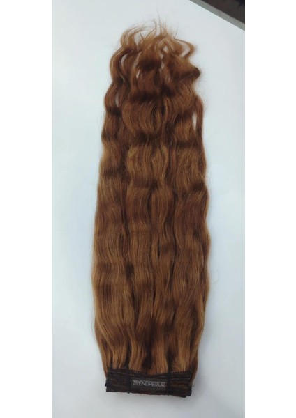 8 Parça 150 gr 65 cm Gerçek Saç Çıtçıt Kumral Renk