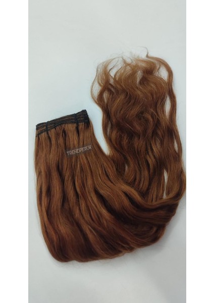 8 Parça 150 gr 65 cm Gerçek Saç Çıtçıt Kumral Renk