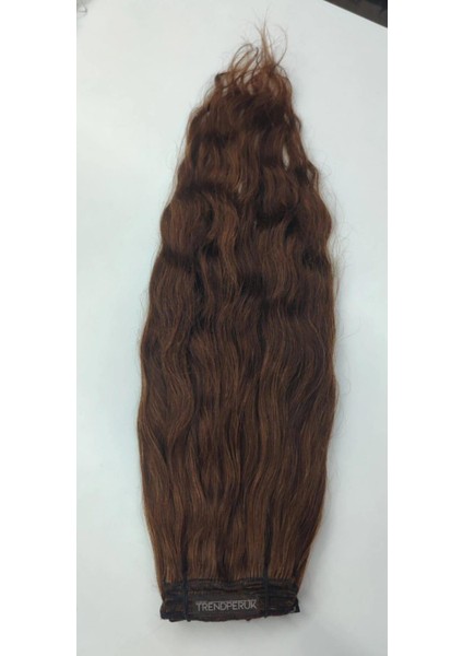 8 Parça 170 gr 65-70 cm Gerçek Saç Çıtçıt Kahve Renk