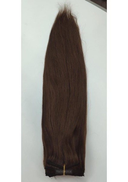 8 Parça 150 gr 65 cm Gerçek Saç Çıtçıt Açık Kahve Renk