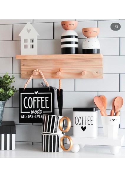 Coffee Bar Kahve Köşesi Duvar Dekor ve Mutfak Süsü, Askılıklı Ahşap Pano, Kahve Köşesi Tabela