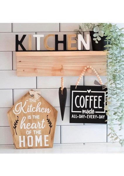 Coffee Bar Kahve Köşesi Duvar Dekor ve Mutfak Süsü, Askılıklı Ahşap Pano, Kahve Köşesi Tabela