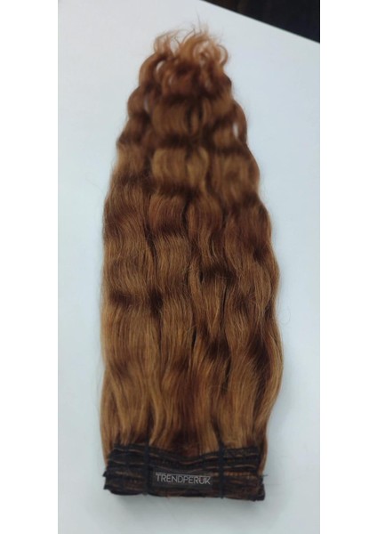 8 Parça 200 gr 65-70 cm Gerçek Saç Çıtçıt Kumral Renk