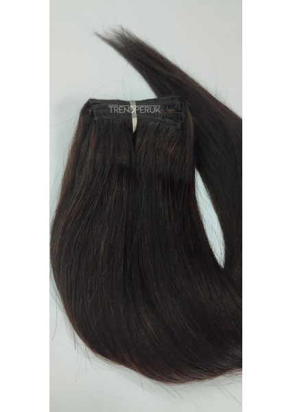 8 Parça 200 gr 65-70 cm Gerçek Saç Çıtçıt Koyu Kahve Renk