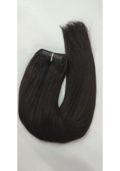 8 Parça 200 gr 65-70 cm Gerçek Saç Çıtçıt Koyu Kahve Renk