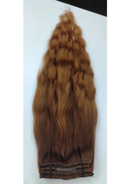 8 Parça 150 gr 65CM Gerçek Saç Çıtçıt Dip Kahve Alt Kumral Renk
