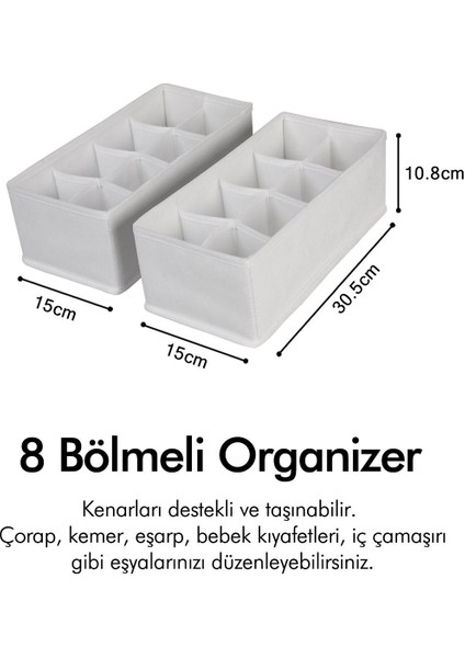 2'li 8 Bölmeli Çocuk Odası Dolap Çekmece Içi Çamaşır Çorap Düzenleyici Petek Akordiyon Organizer fırsatları