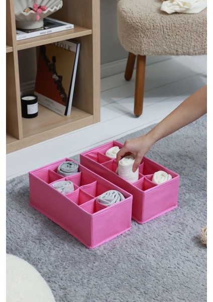 2'li 8 Bölmeli Çocuk Odası Dolap Çekmece Içi Çamaşır Çorap Düzenleyici Petek Akordiyon Organizer