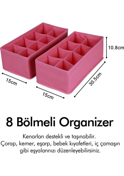 2'li 8 Bölmeli Çocuk Odası Dolap Çekmece Içi Çamaşır Çorap Düzenleyici Petek Akordiyon Organizer fırsatları