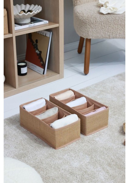 2'li Jüt 6 Bölmeli Çocuk Odası Dolap Çekmece Içi Çamaşır Çorap Düzenleyici Petek Akordiyon Organizer fiyatları