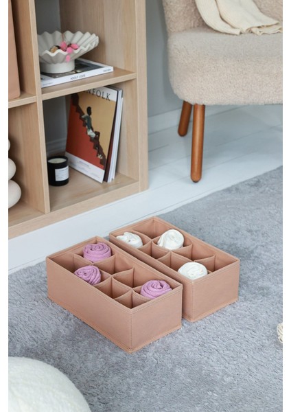 2'li 8 Bölmeli Çocuk Odası Dolap Çekmece Içi Çamaşır Çorap Düzenleyici Petek Akordiyon Organizer
