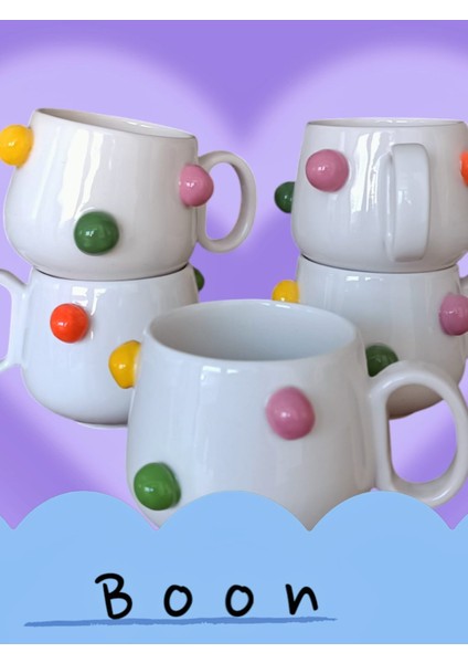 Rengarenk Toplar El Yapımı Seramik Mug 200 ml Fincan