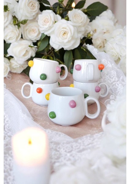 Rengarenk Toplar El Yapımı Seramik Mug 200 ml Fincan