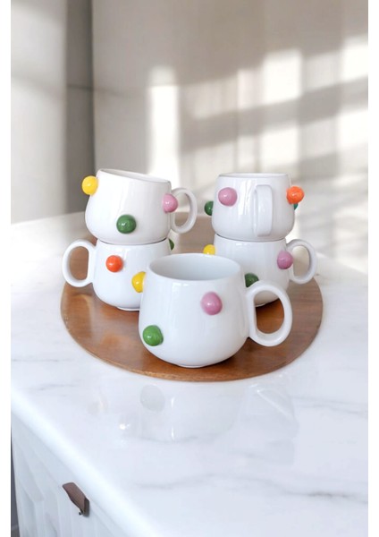 Rengarenk Toplar El Yapımı Seramik Mug 200 ml Fincan
