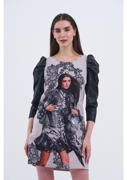 Trend Kadın Şık ve Modern Desenli Mini Elbise