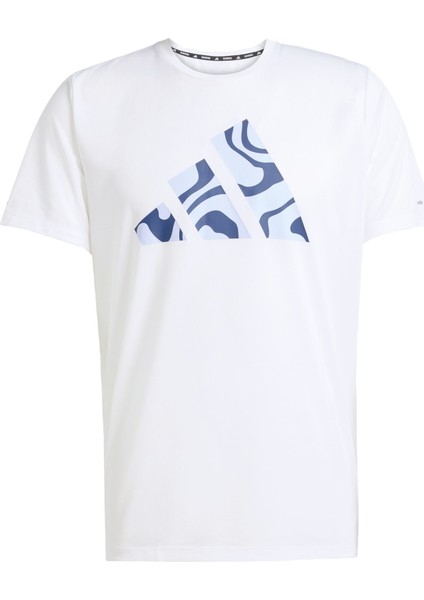 Erkek Koşu Tişörtü CLIMACOOL Teknolojisiyle Ter Emici Beyaz Desenli fırsatları