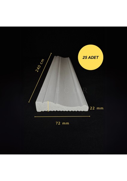 Dekoratif Boyanabilir 25 Adet 7 cm Polistren Süpürgelik