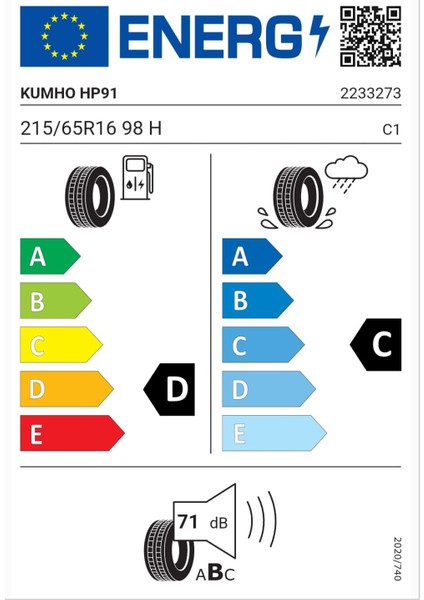 21565R16 CRUGEN HP91 98H Üretim Yılı 2024