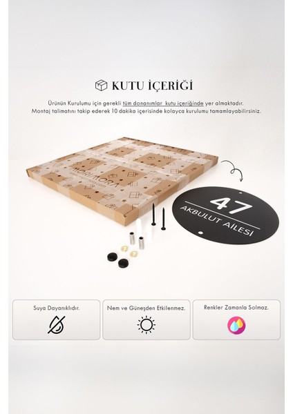Tekno Trust Kişiye Özel Modern Metal Daire Kapı Numarası Tabelası