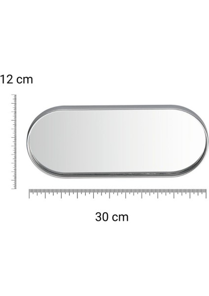 3'lü Oval Ayna Duvar Aksesuarı - Sunumluk Gümüş (Çok Amaçlı) 12X30 cm fırsatları