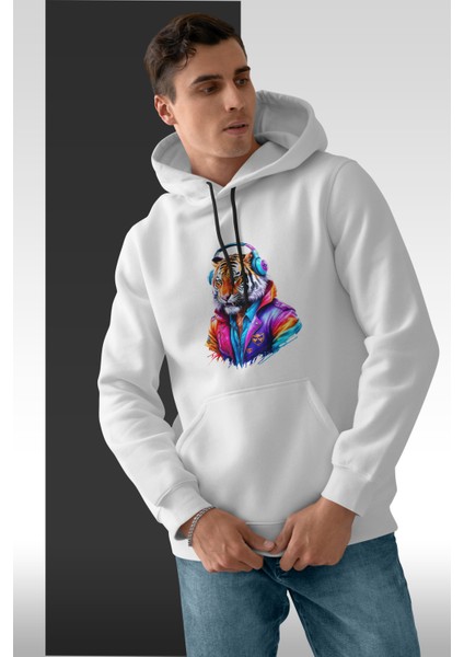 Kapüşonlu Uzun Kollu Unisex Swaetshirt Erkek Kadın Baskılı Joker Aslan Ayı Kaplan Sweatshirt