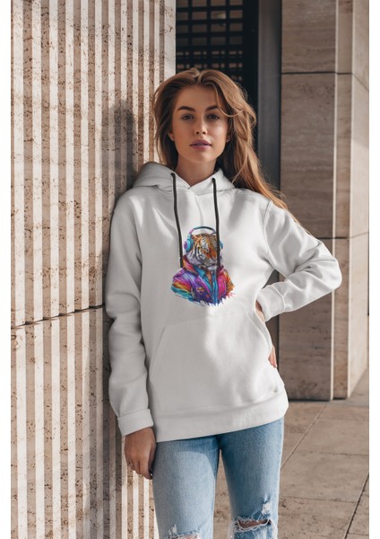 Kapüşonlu Uzun Kollu Unisex Swaetshirt Erkek Kadın Baskılı Joker Aslan Ayı Kaplan Sweatshirt