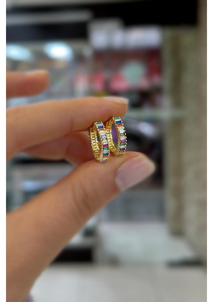 Gümüş Renkli Baget Taşlı 12 mm Küpe HR1512Z3