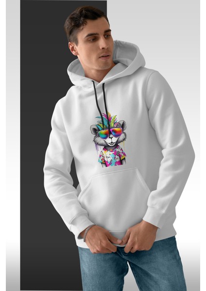 Kapüşonlu Uzun Kollu Unisex Swaetshirt Erkek Kadın Baskılı Joker Aslan Ayı Kaplan Sweatshirt