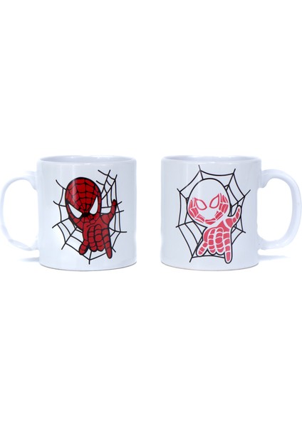 Home Seramik Kupa Bardak Ikili 350 ml Spiderman Kuromi Hello Kitty Melodi Temalı Hediyelik