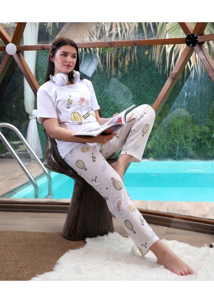 Penye Baskı Detaylı Kısa Kol Kadın Ikili Pijama Takımı VG135 fiyatları