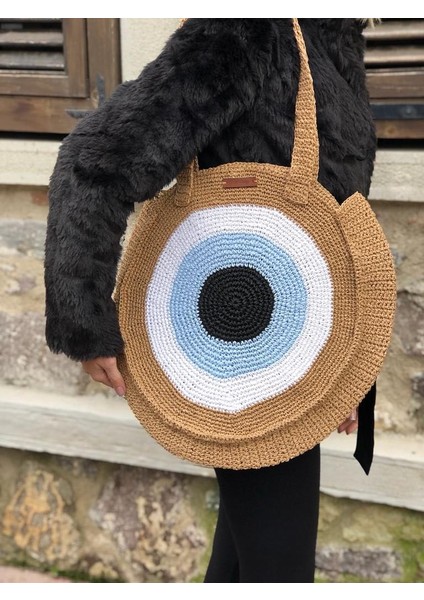 Nazar Boncuğu El Yapımı Hasır Çanta