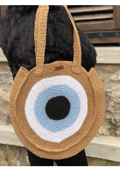Nazar Boncuğu El Yapımı Hasır Çanta modelleri