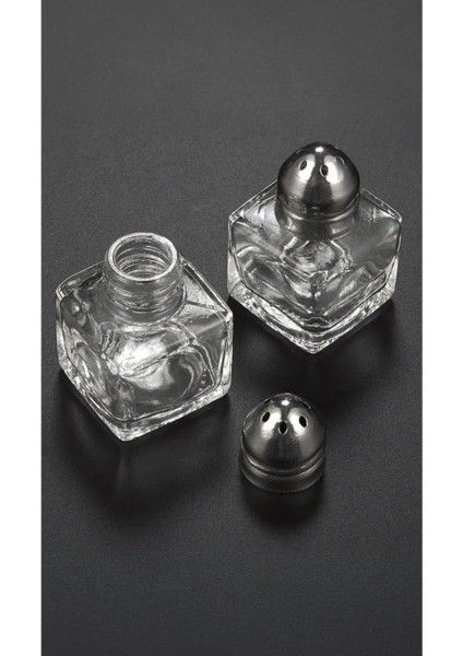 Salt 2'li Mini Paslanmaz Çelik Kapak Cam Tuzluk 20 ml PER15333