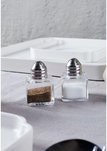 Salt 2'li Mini Paslanmaz Çelik Kapak Cam Tuzluk 20 ml PER15333