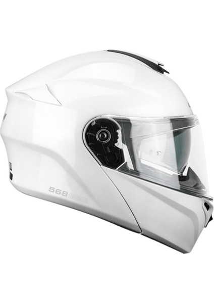 568A Ber Mono Çene Açılır Motosiklet Kaskı Beyaz / Xl