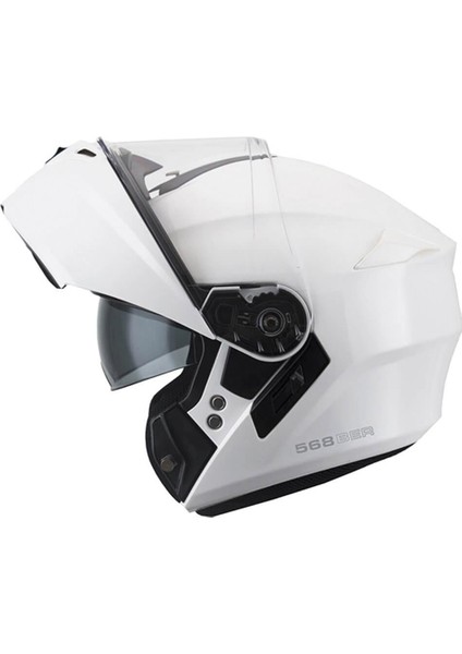 568A Ber Mono Çene Açılır Motosiklet Kaskı Beyaz / Xl