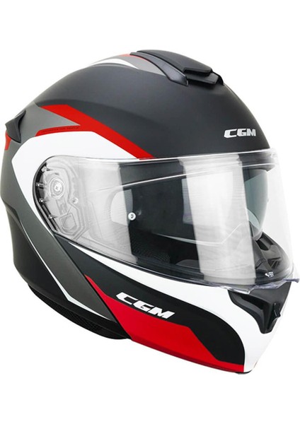 568G Ber Dresda Çene Açılır Motosiklet Kaskı Kırmızı-Siyah / Xl