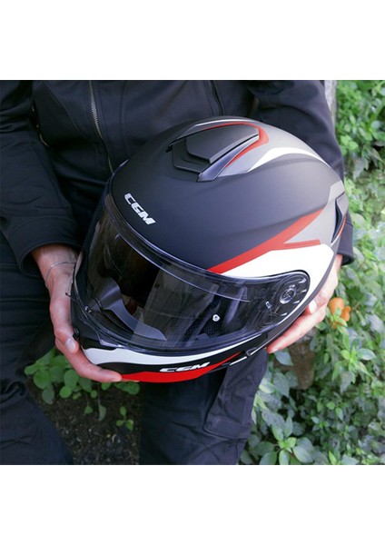 568G Ber Dresda Çene Açılır Motosiklet Kaskı Kırmızı-Siyah / Xl