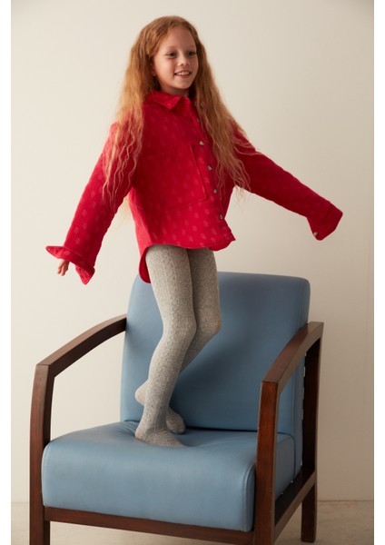 Açık gri Kız Çocuk Külotlu Çorap