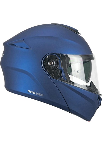 568A Ber Mono Çene Açılır Motosiklet Kaskı Mavi / Xl